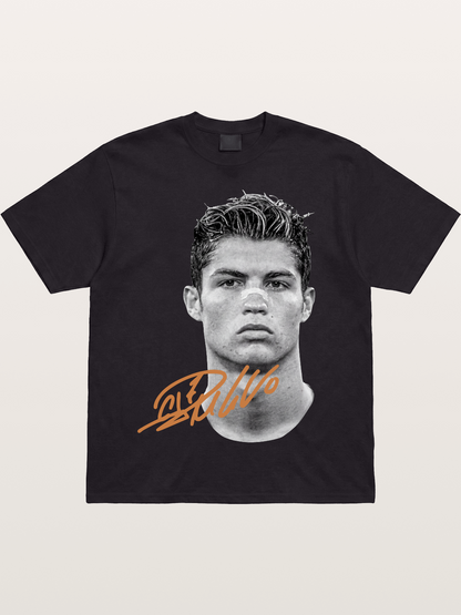 Cristiano Ronaldo Black White Portrait Cotton T-shirt