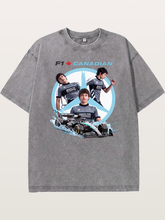 Canadian F1 Mercedes Racing Poster Washed T-shirt