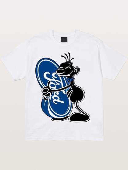 Cartoon Hugging Ford Logo Cotton T-shirt