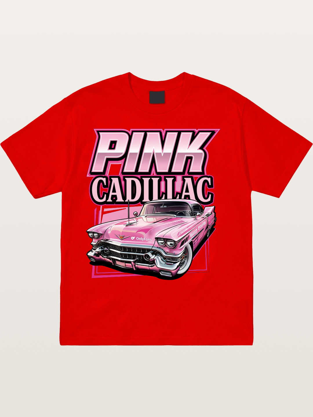 Pink Cadillac Classic Car Art Print Cotton T-shirt