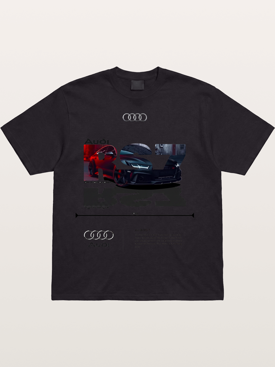 Audi RS7 Typography Collage Cotton T-shirt