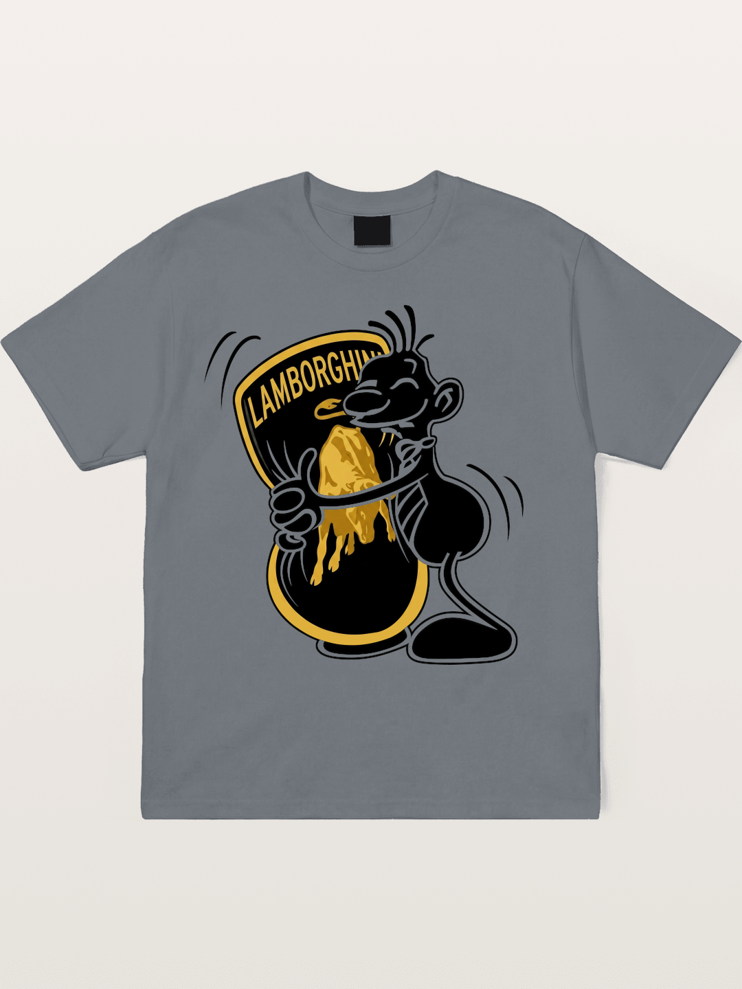 Cartoon Hugs Lamborghini Logo Cotton T-shirt