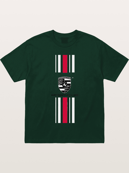 Porsche Crest Striped Design Gildan T-shirt