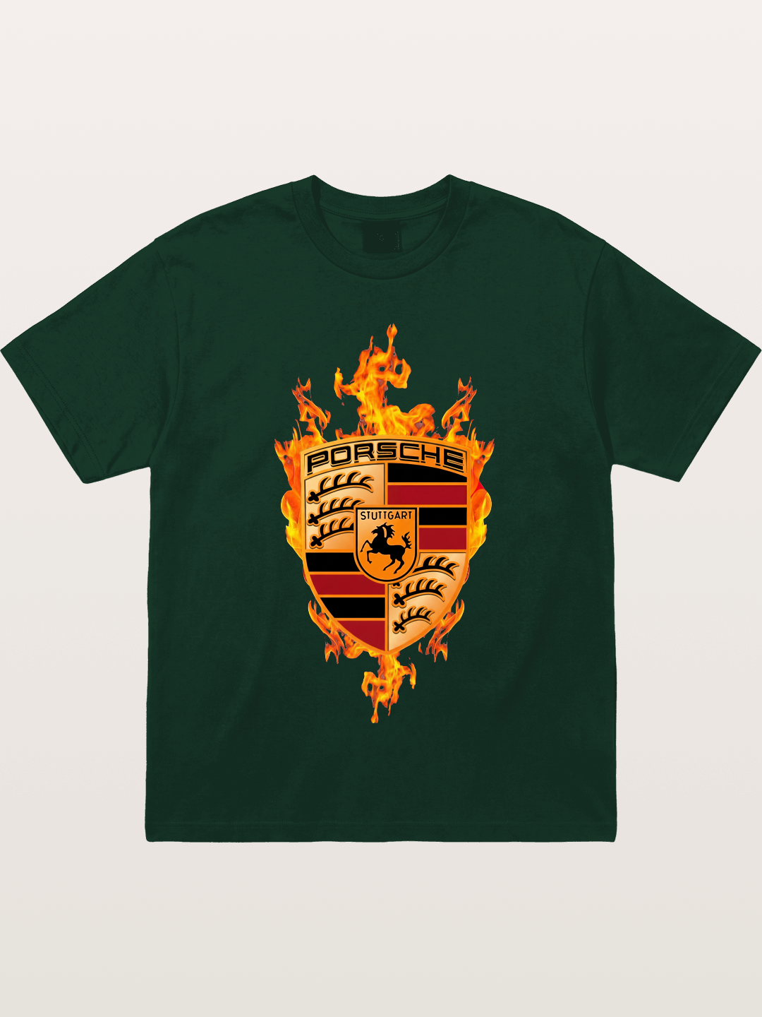 Porsche Crest Fire Flame Design Gildan T-shirt