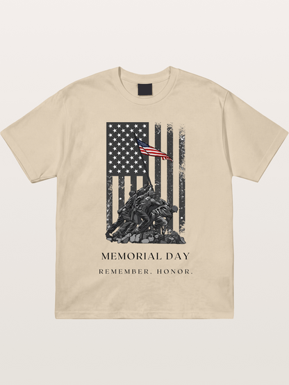 Memorial Day Flag Raising Print Gildan T-shirt
