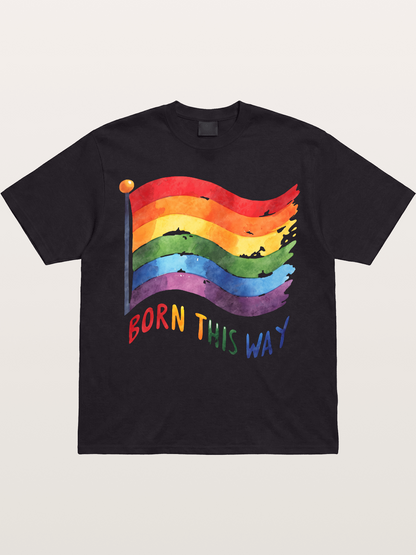 Born This Way Watercolor Rainbow Flag Gildan T-shirt