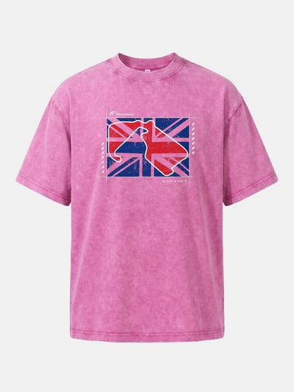 Vintage Union Jack F1 British Theme Washed T-shirt
