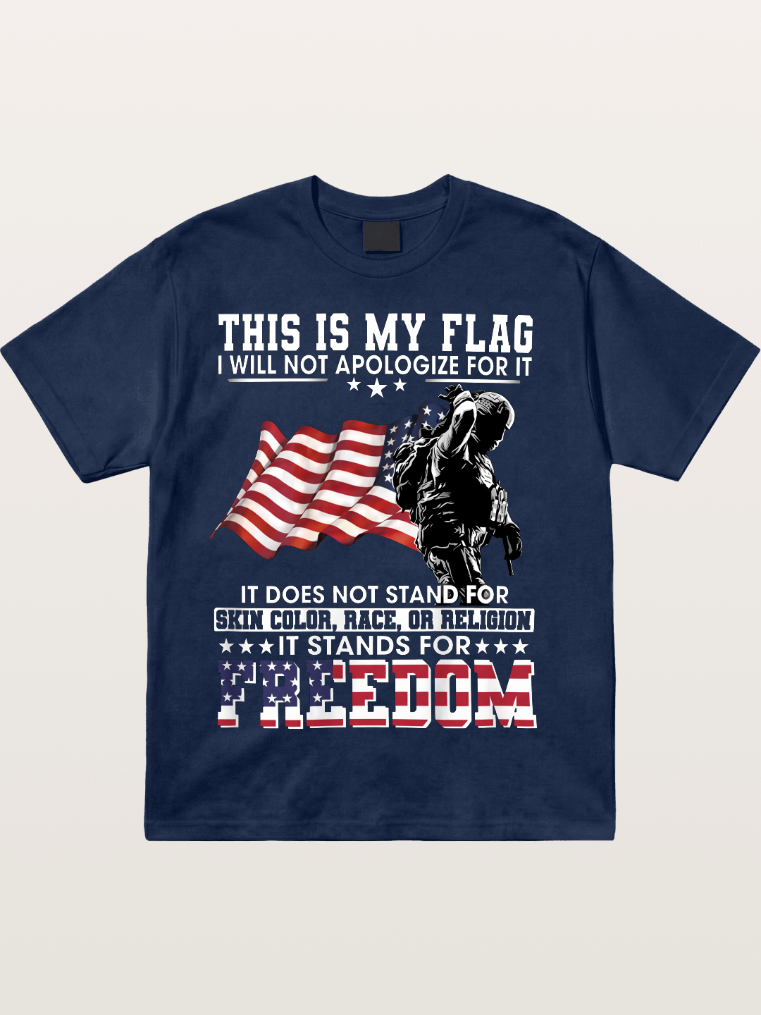 Freedom Soldier American Flag Silhouette Cotton T-shirt
