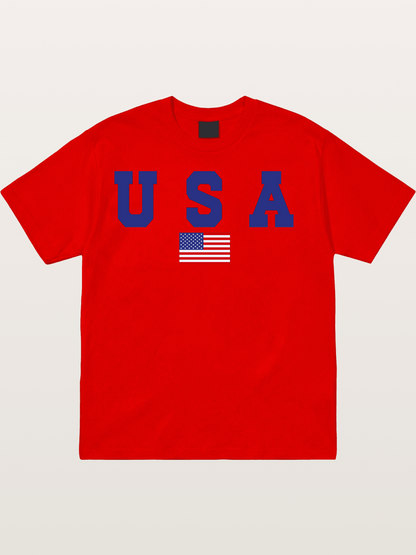 USA Letters With American Flag Cotton T-shirt
