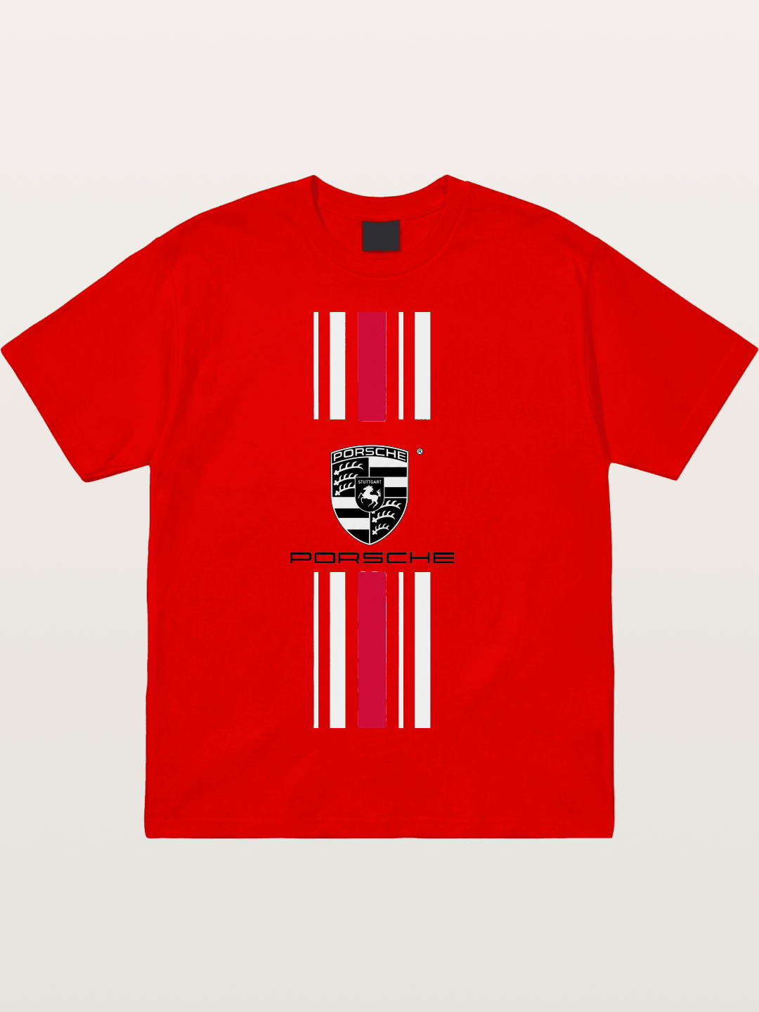 Porsche Crest Striped Design Cotton T-shirt