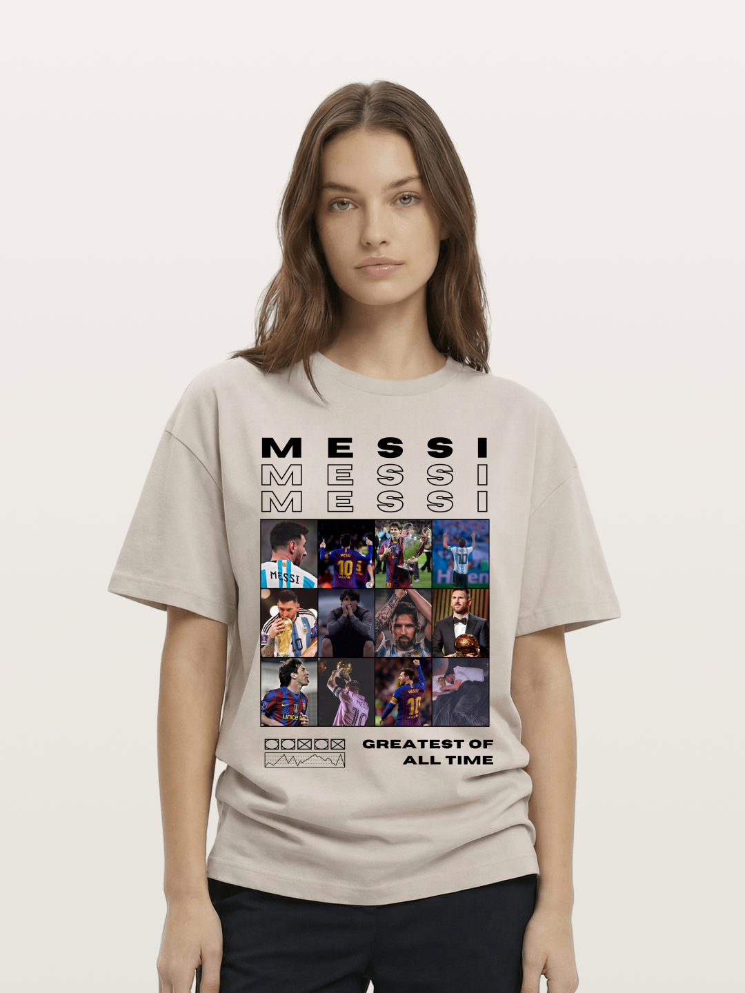 Messi Greatest of All Time Montage Cotton T-shirt