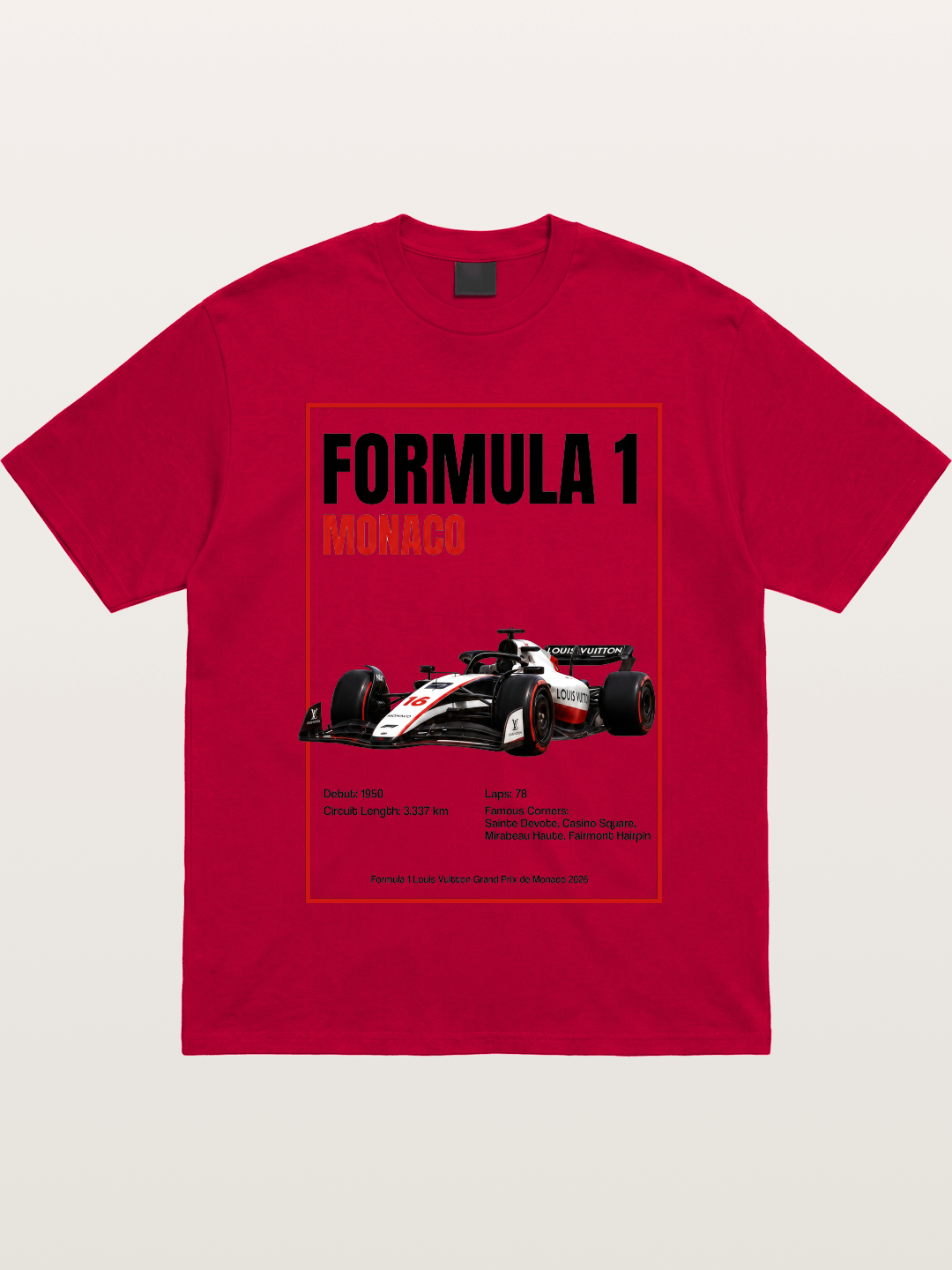 F1 Monaco LV Racing Car Poster Gildan T-shirt