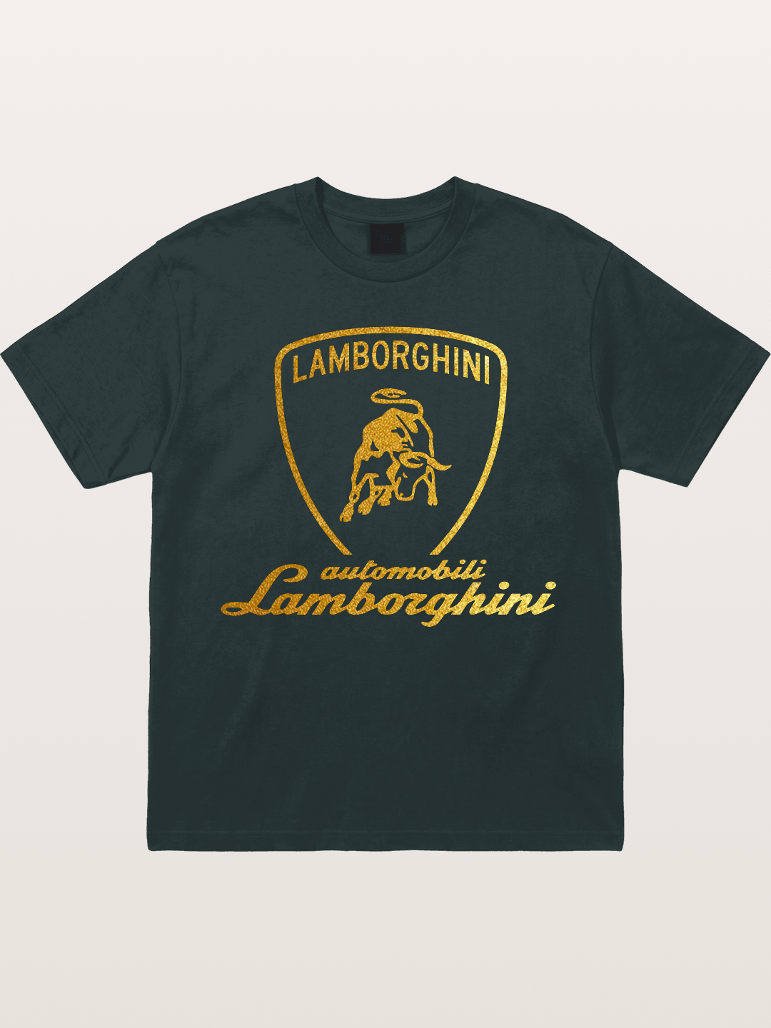 Lamborghini Gold Logo and Bull Shield Gildan T-shirt