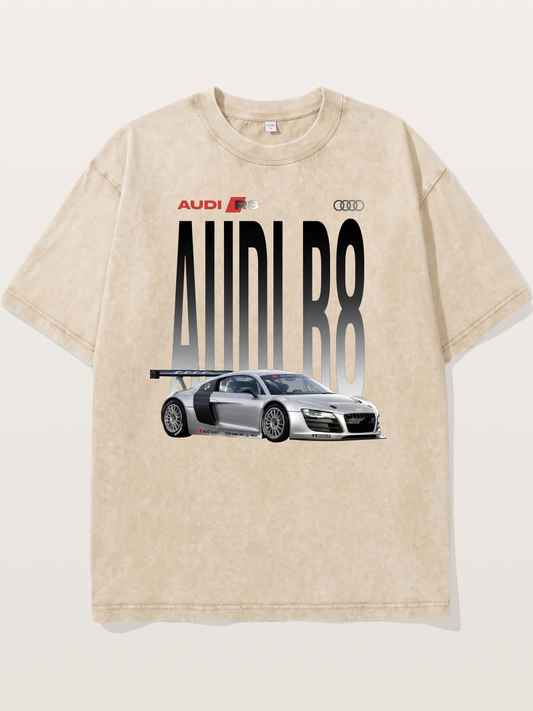 Silver Audi R8 GT3 Front Side View Washed T-shirt