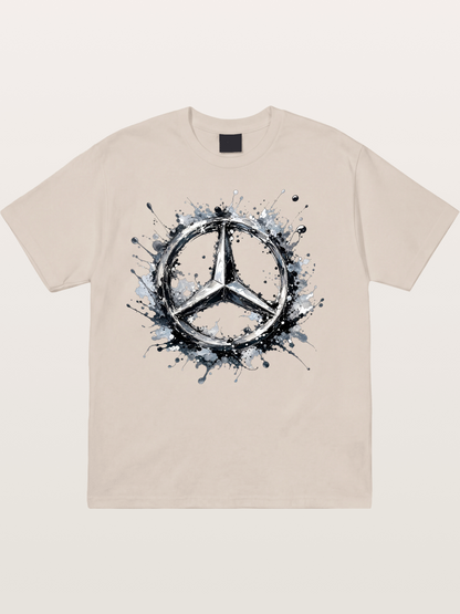 Mercedes Ink Wash Logo Art Cotton T-shirt