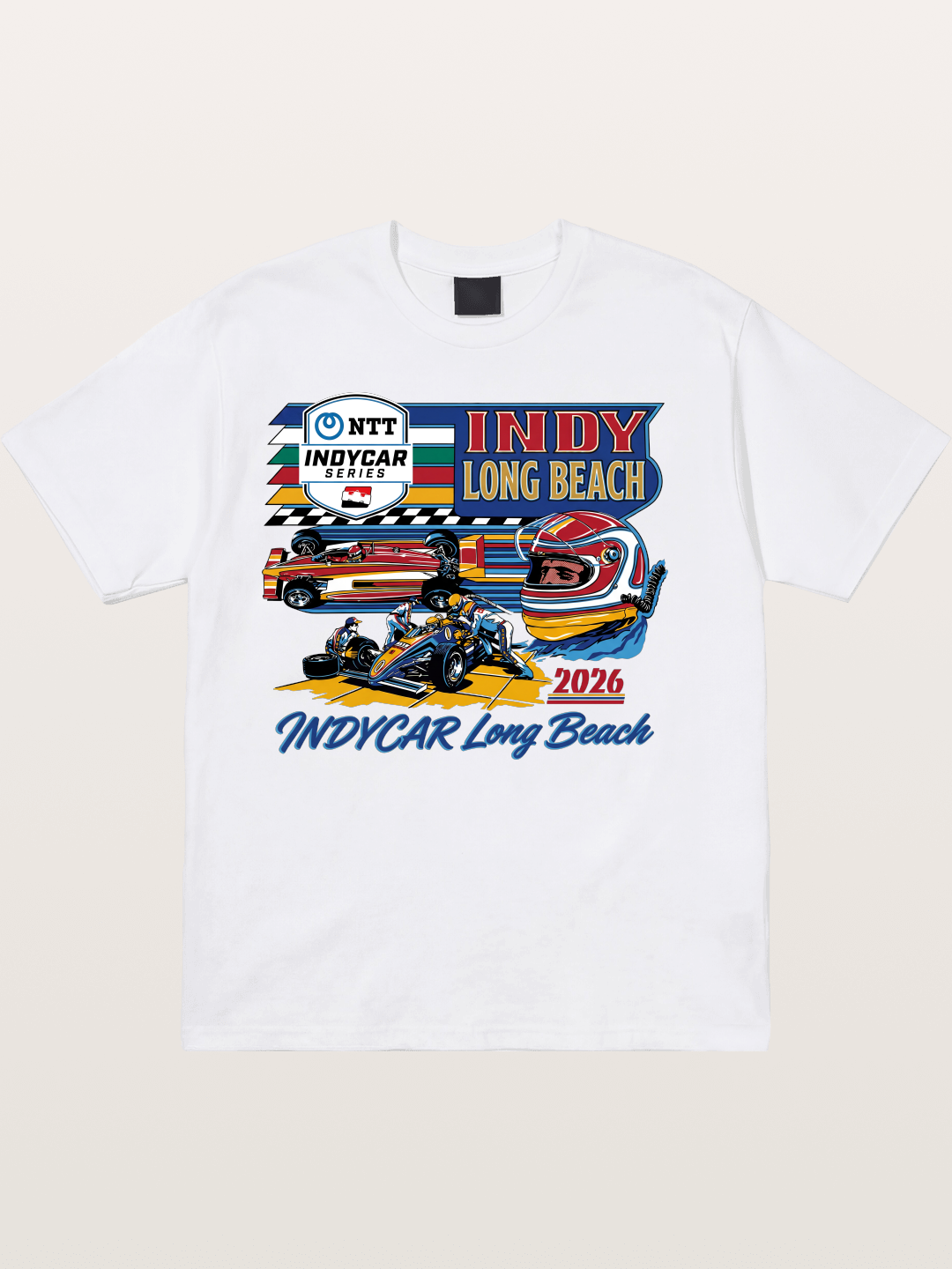 IndyCar Long Beach Vintage Art Cotton T-shirt
