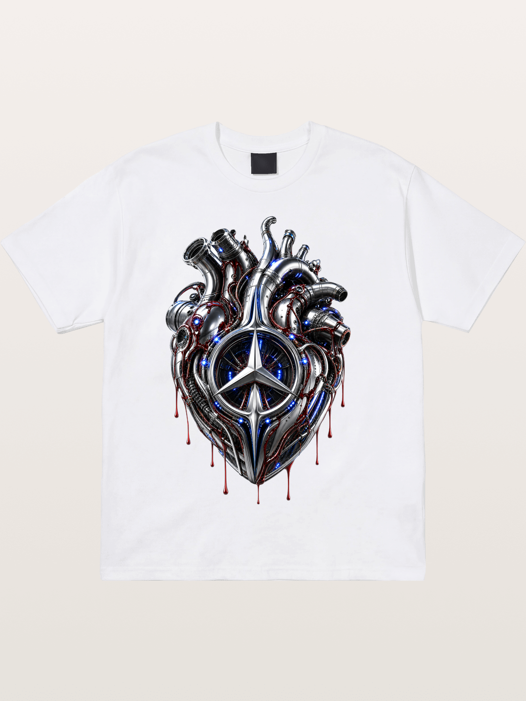 Mercedes Cyborg Heart Print Cotton T-shirt