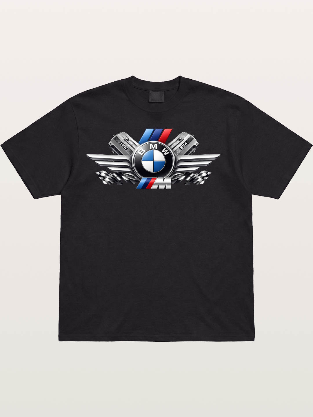 BMW Engine & Logo Wing Design Cotton T-shirt