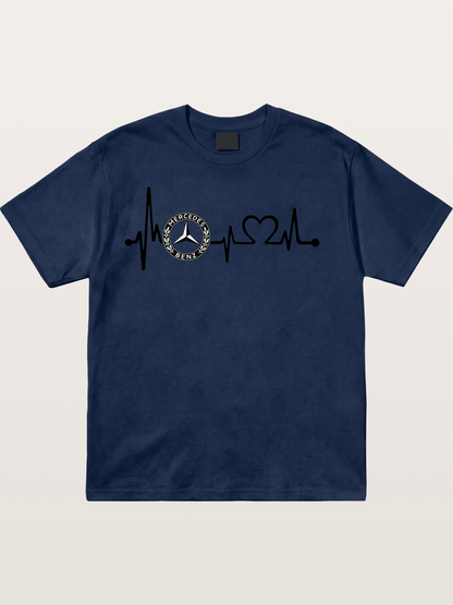 Mercedes Heartbeat Logo Art Cotton T-shirt