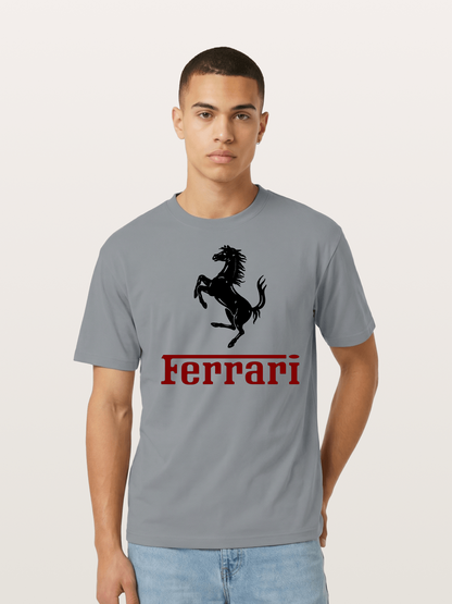 Ferrari Black Horse Logo Cotton T-shirt