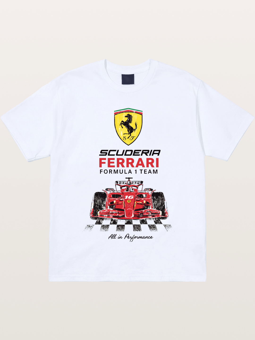 Ferrari F1 Team Racing Poster Gildan T-shirt