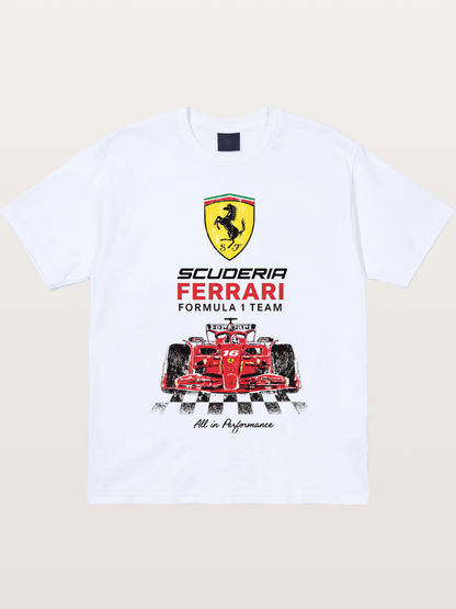 Ferrari F1 Team Racing Poster Gildan T-shirt