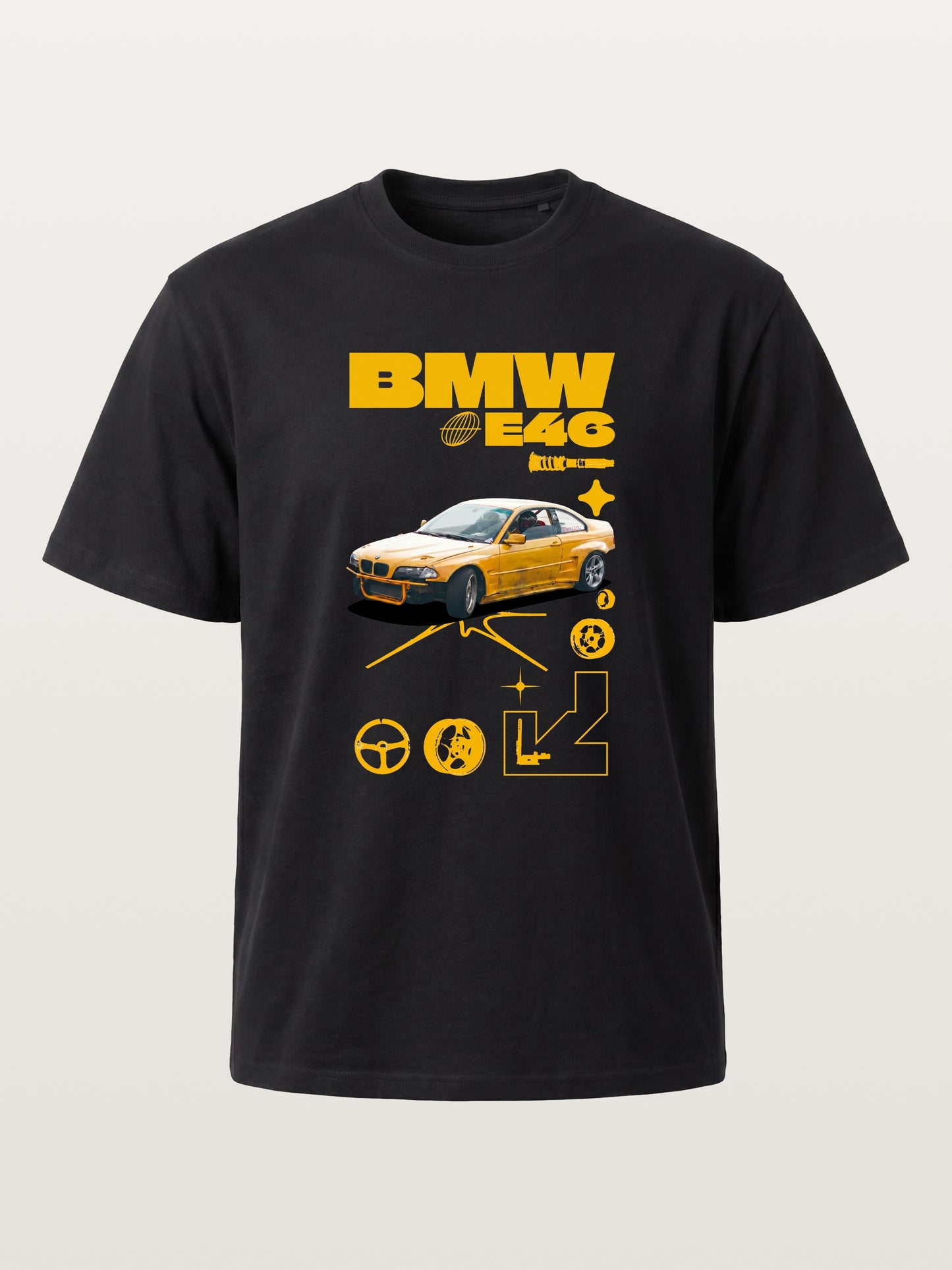 BMW E46 Yellow Tuner Print Cotton T-shirt