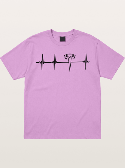 Tesla Logo Heartbeat Sticker Gildan T-shirt