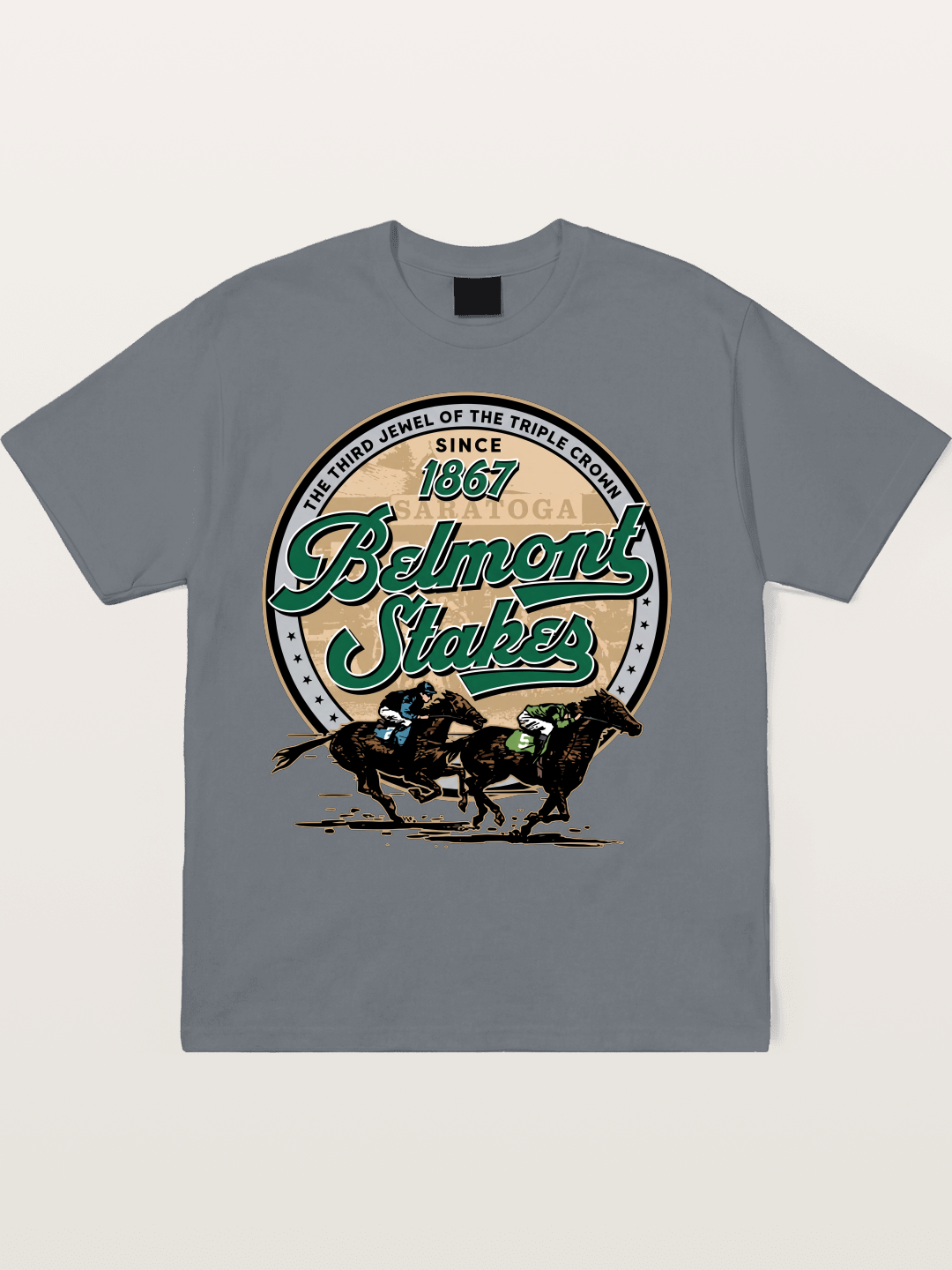 Belmont Stakes Two Horses Racing Cotton T-shirt