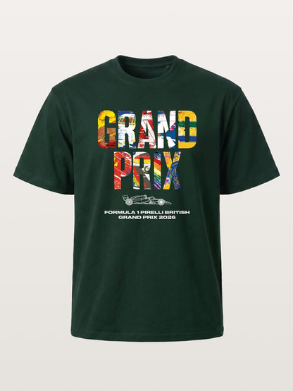 2026 British Grand Prix Multi-Flag Typography Gildan T-shirt