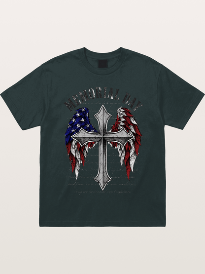 Memorial Day Cross Wings Art Gildan T-shirt
