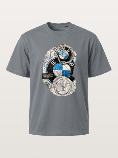 Crushed BMW Cans Collage Cotton T-shirt