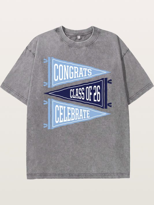 lass Of 26 Graduation Pennant Set Washed T-shirt
