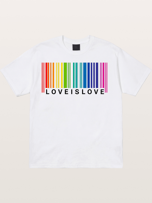 Love Is Love Barcode Style Art Cotton T-shirt