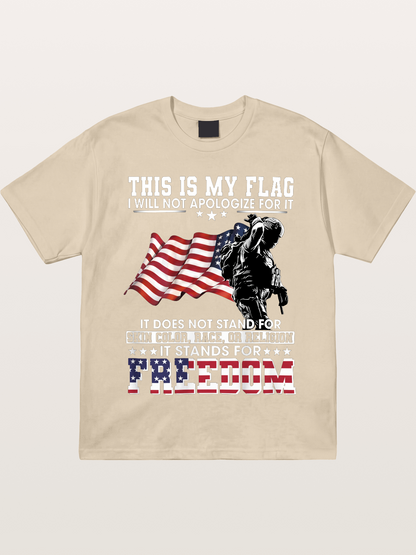 Freedom Soldier American Flag Silhouette Gildan T-shirt