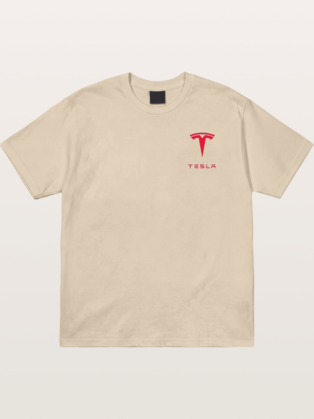 Tesla Red Logo Sticker Gildan T-shirt