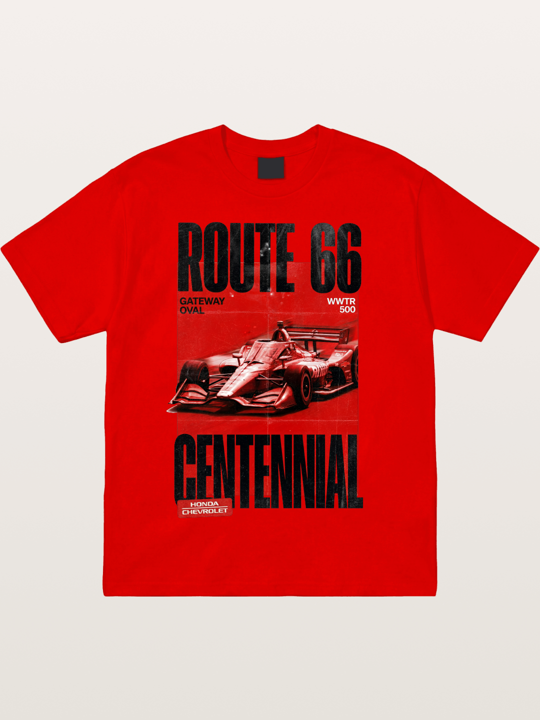 Red Tone Route66 Racing Card Cotton T-shirt