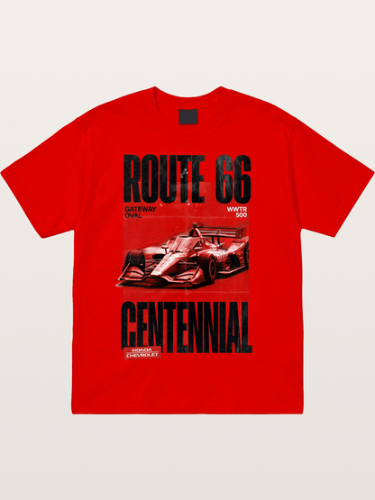 Red Tone Route66 Racing Card Cotton T-shirt