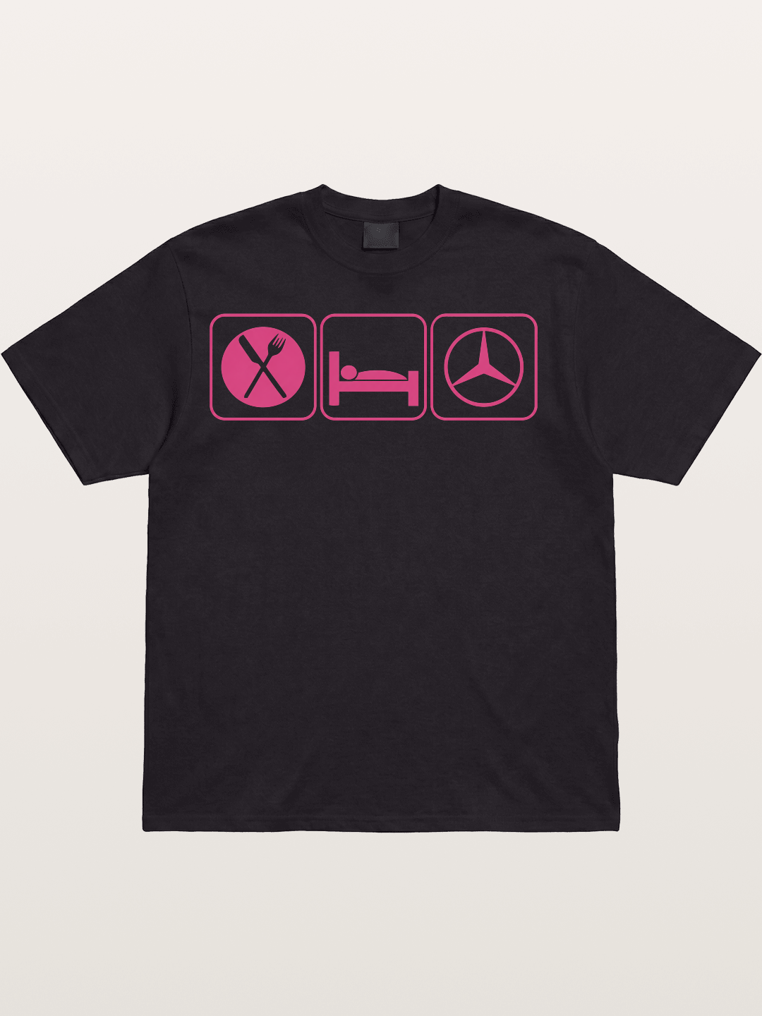 Eat Sleep Mercedes Pink Print Cotton T-shirt