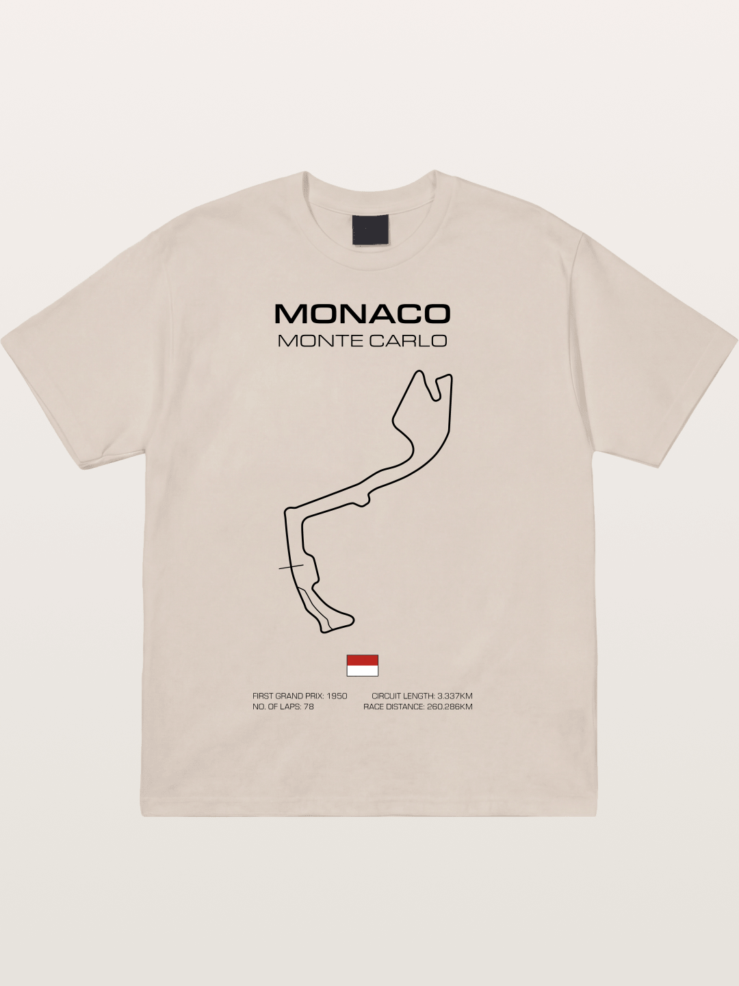 Monaco Circuit Minimal Line With Flag Cotton T-shirt