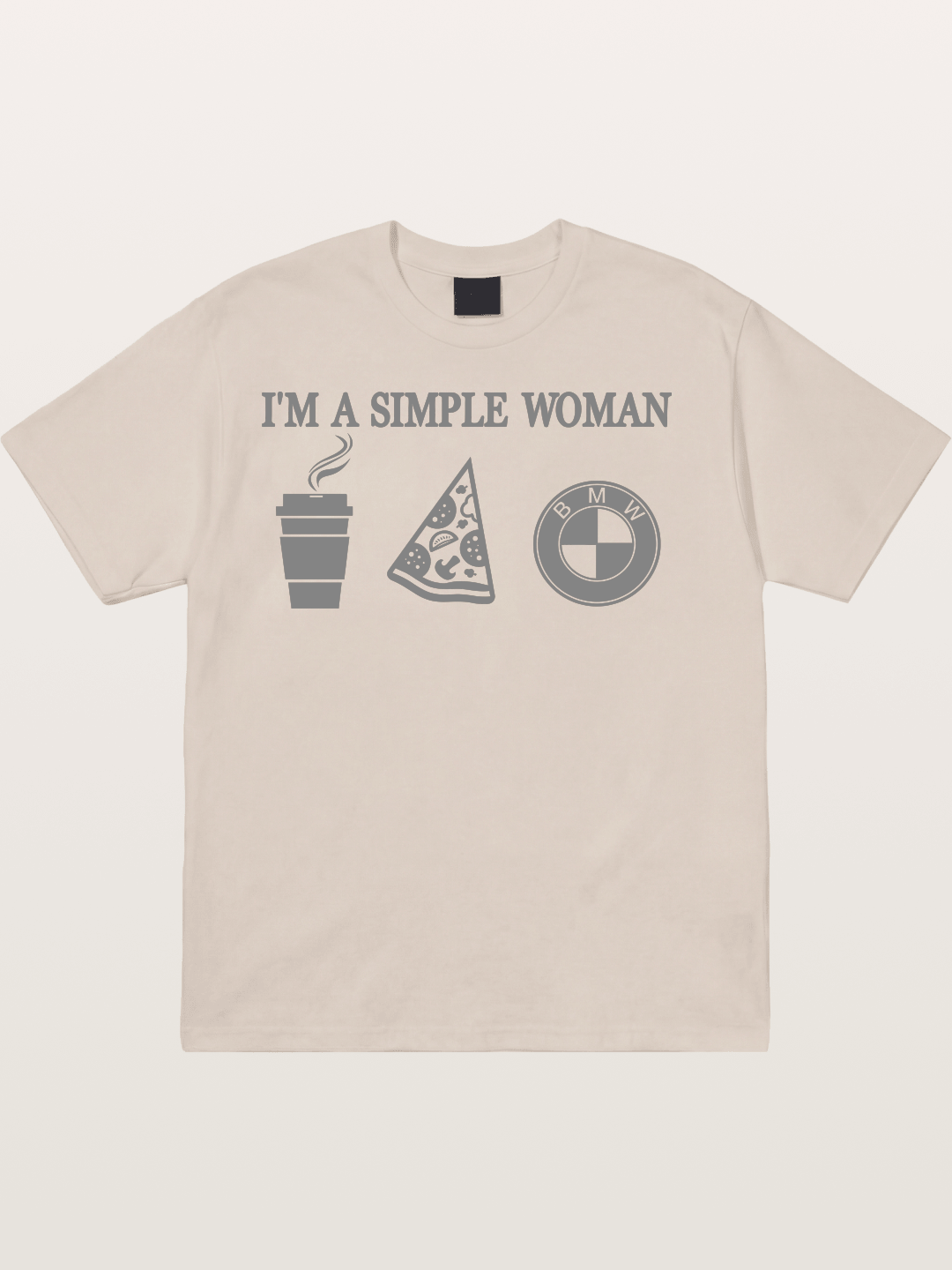 Simple Woman BMW Coffee Pizza Art Cotton T-shirt
