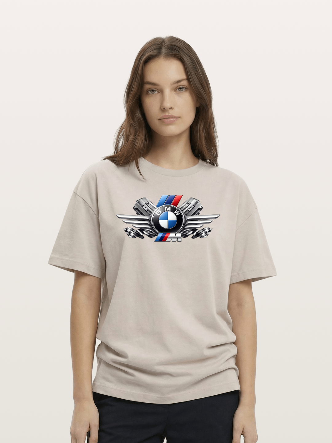 BMW Engine & Logo Wing Design Cotton T-shirt