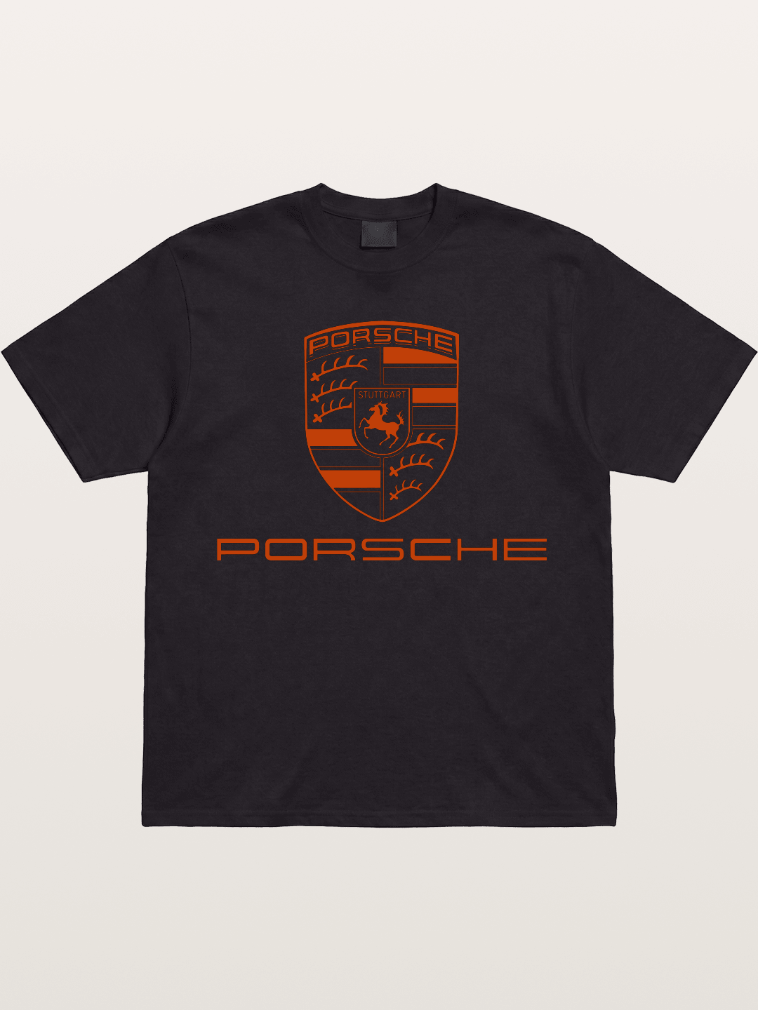 Porsche Crest Orange White Logo Gildan T-shirt