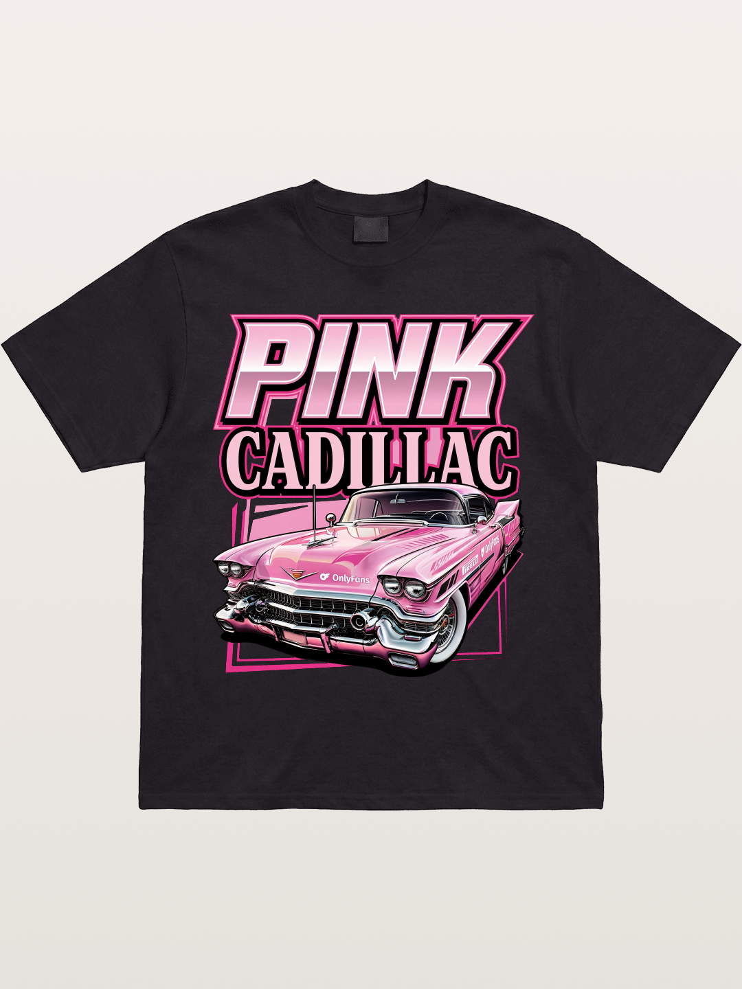 Pink Cadillac Classic Car Art Print Gildan T-shirt