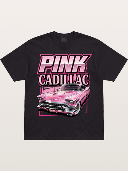 Pink Cadillac Classic Car Art Print Gildan T-shirt