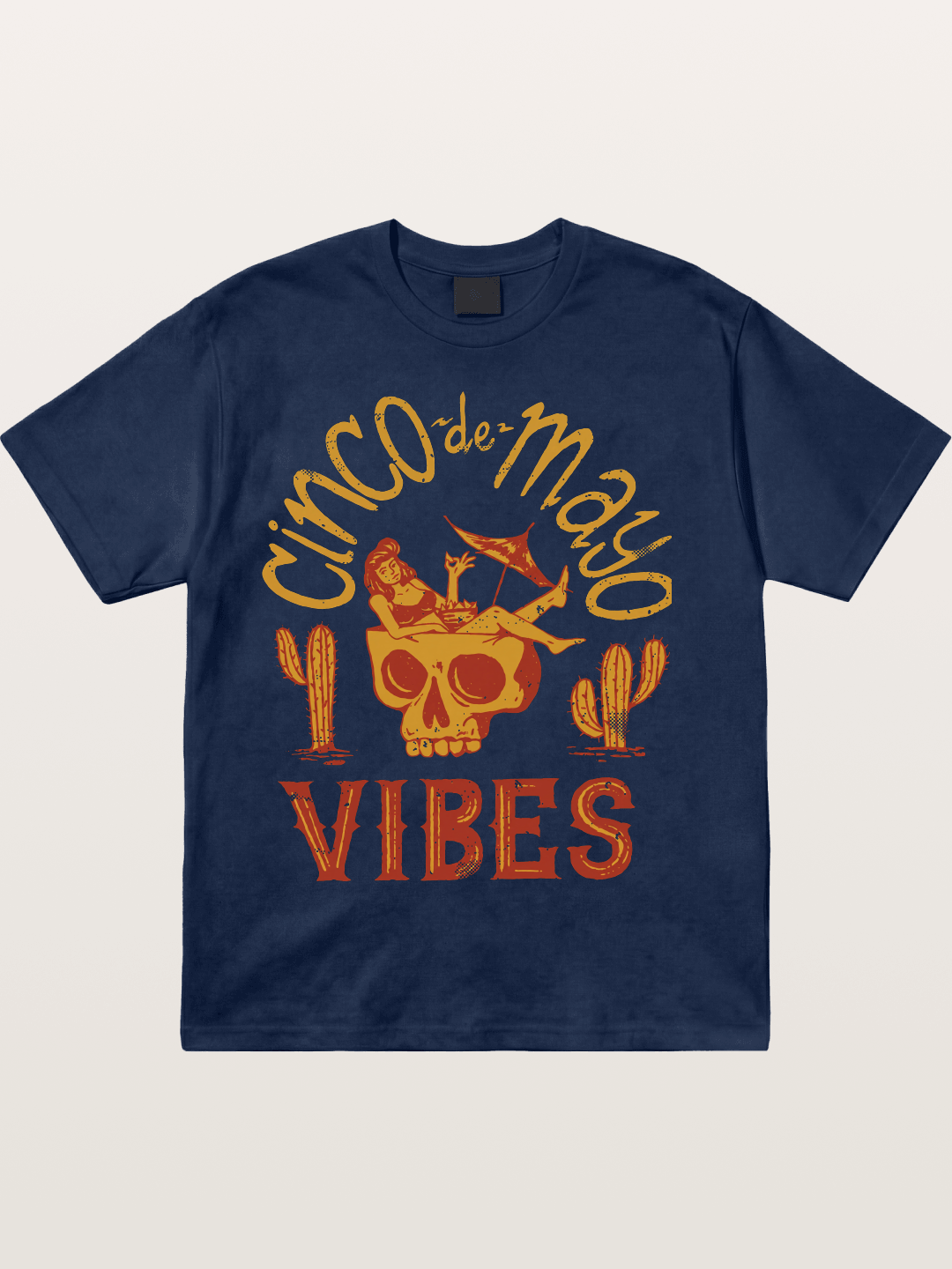 Cinco de Mayo Retro Skull Vibes Cotton T-shirt