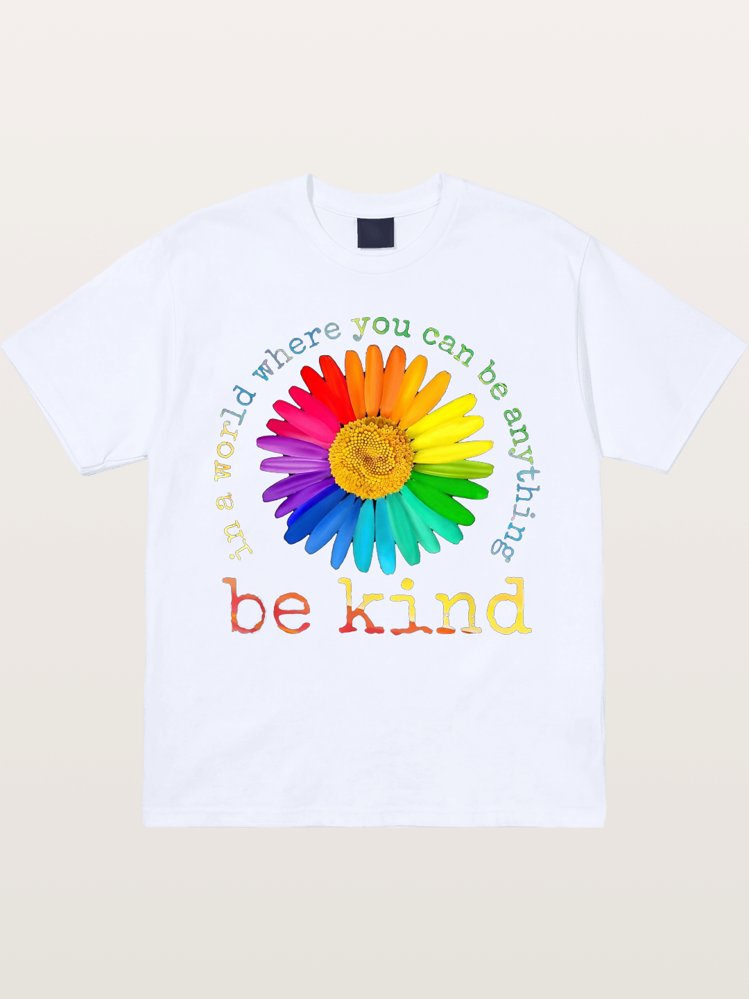 Rainbow Daisy Be Kind Quote Design Gildan T-shirt