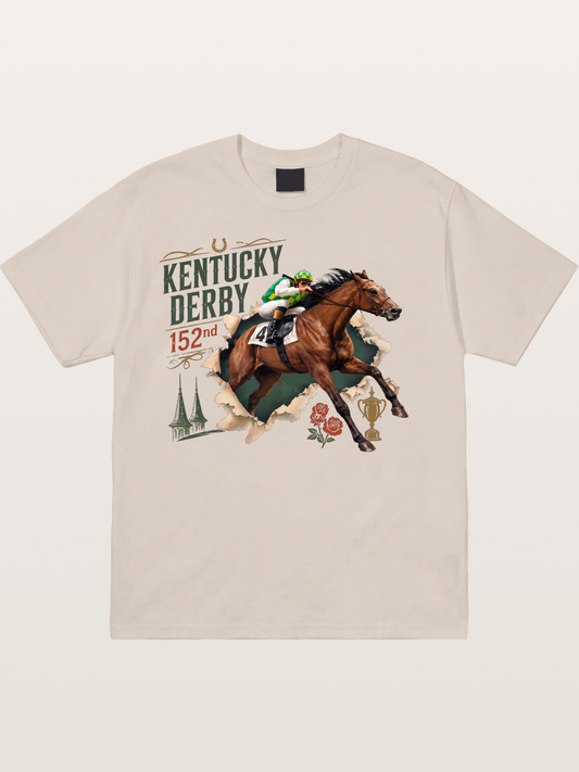 Kentucky Derby 152nd Horse & Roses Cotton T-shirt