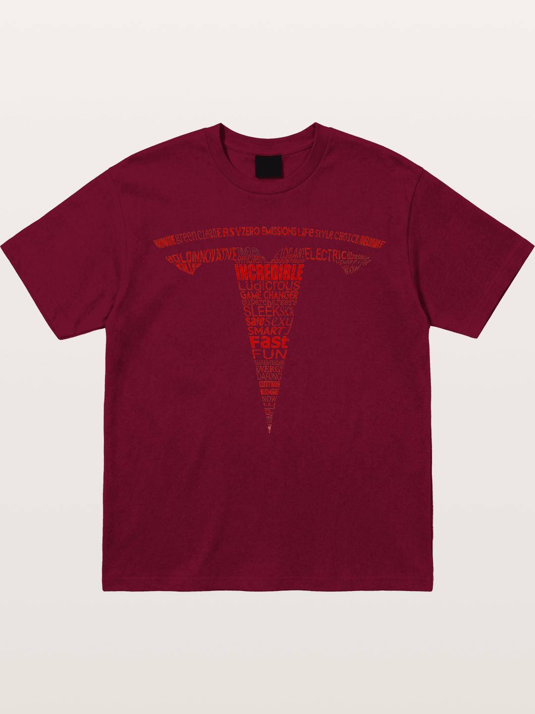 Tesla Word Cloud Heart Print Gildan T-shirt