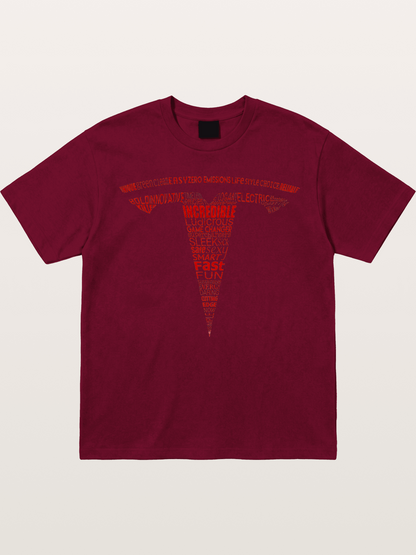 Tesla Word Cloud Heart Print Gildan T-shirt